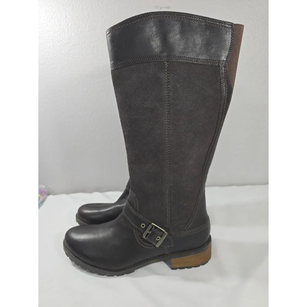 Timberland Earthkeeper Brown Suede Leather Zip Up Riding Tall Boots Sz 11 W
